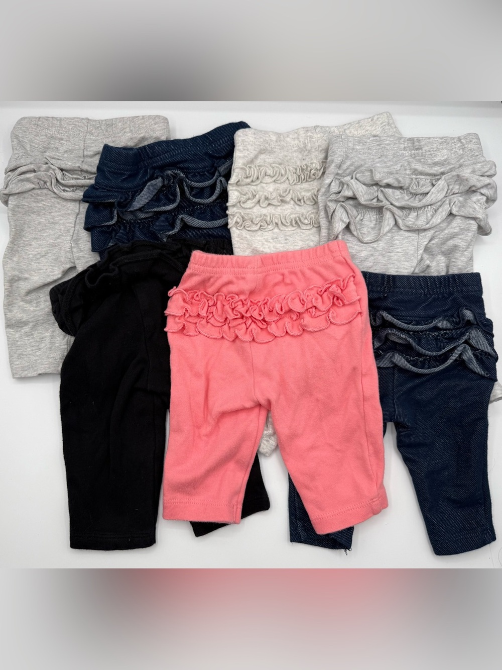 3 Month Girls Ruffle Pants and Leggings Bundle (7 pcs)